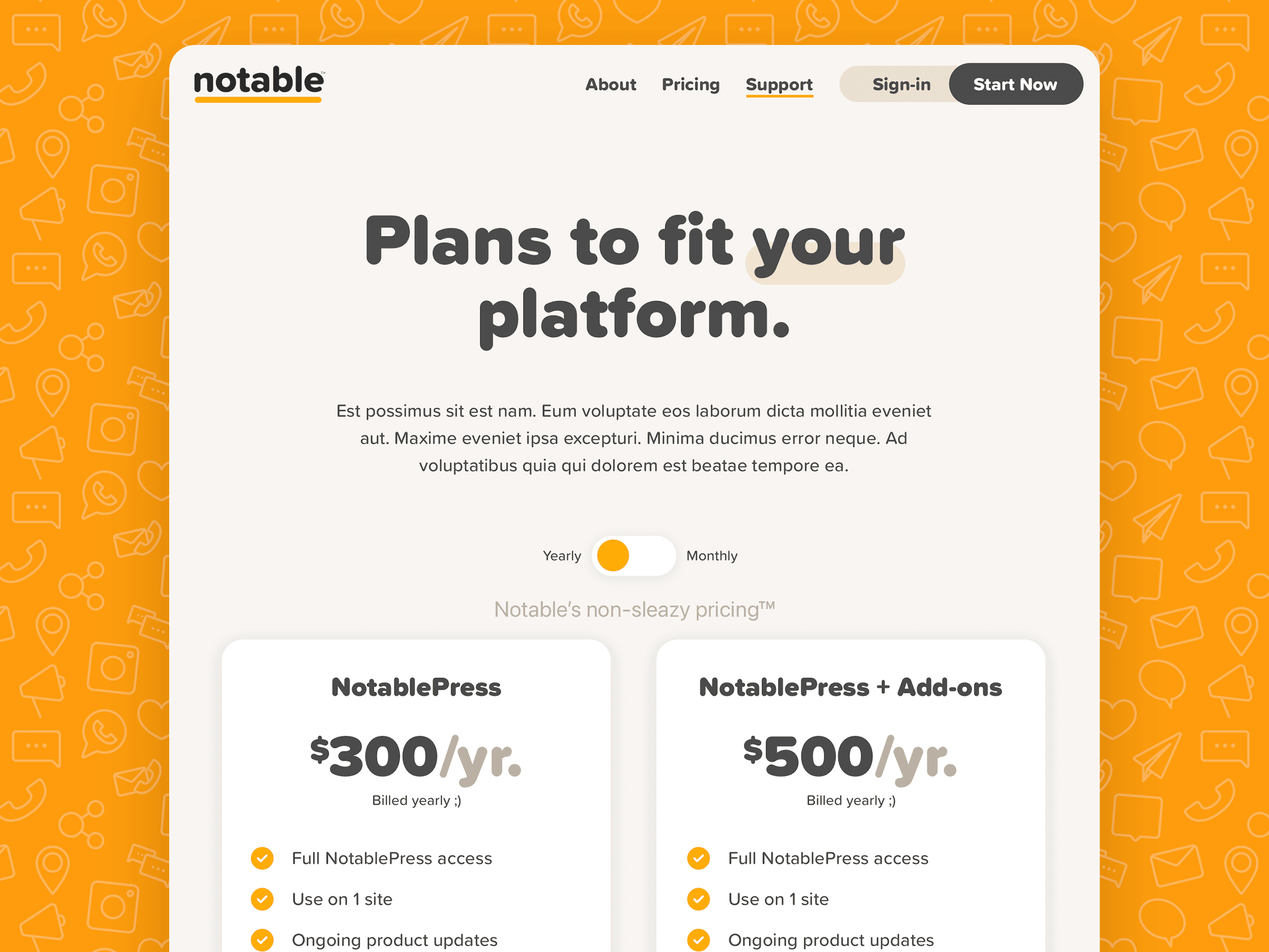 NotablePress Pricing Page