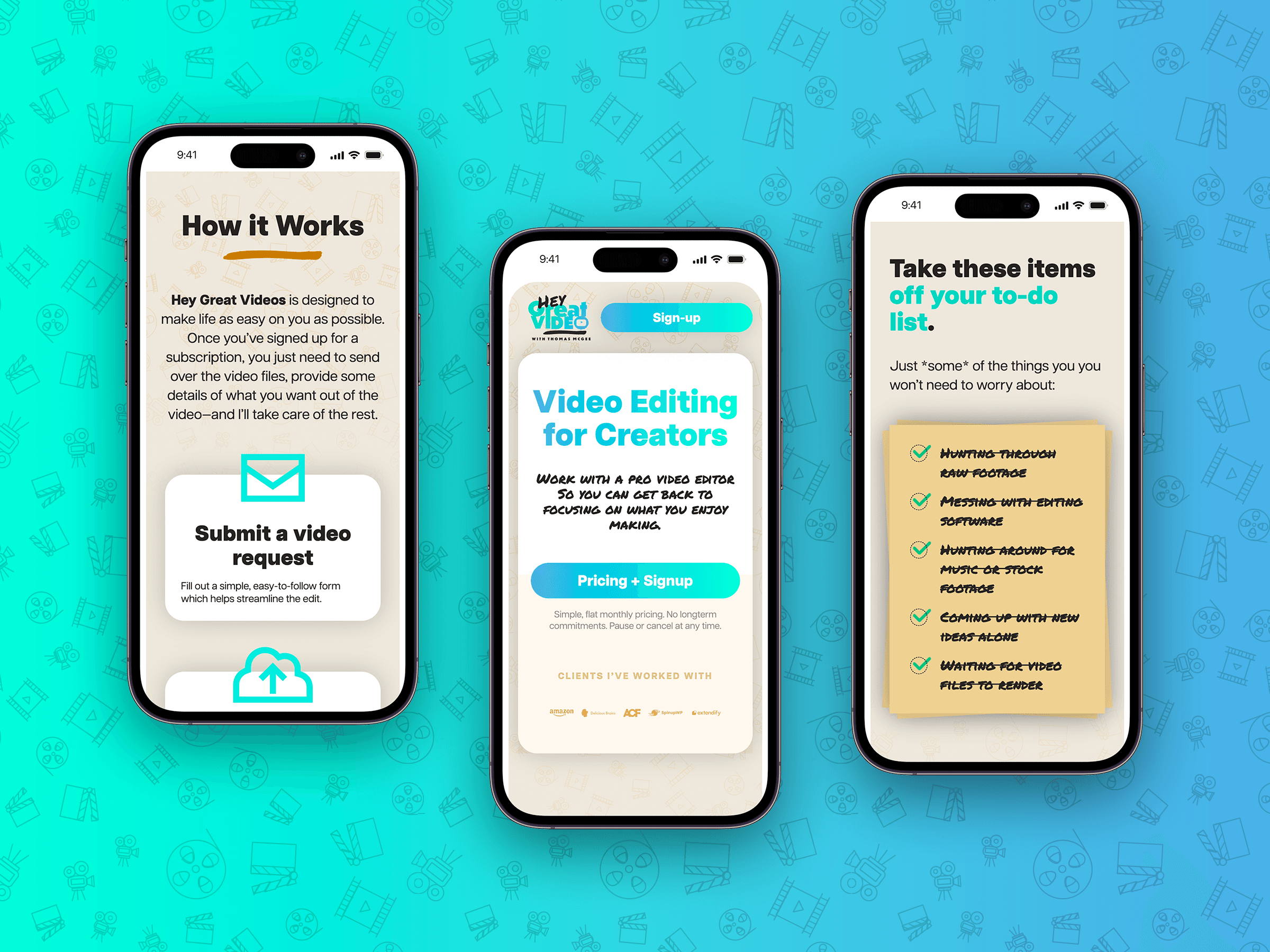 Video Editing Service Mobile Site UI